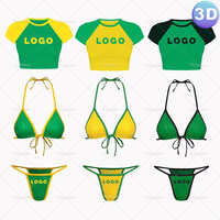Ensemble de micro-bikini 3 pièces avec logo personnalisé en 3D, taille XXL, mini string sexy, maillot de bain fitness, soutien-gorge triangle imprimé, maillot de bain pour femmes