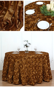 Nappe ronde <span class=keywords><strong>de</strong></span> <span class=keywords><strong>luxe</strong></span> grise à roses 3D en relief - Housse <span class=keywords><strong>de</strong></span> table élégante en satin pour mariage, banquet et décoration <span class=keywords><strong>de</strong></span> fête - Product Image 5