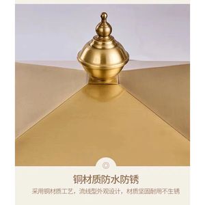 Chinese Style Square Copper Outdoor Wall Lamp 220V LED Waterproof For Villa Doorway Balcony <b>Corridor</b> <b>Lighting</b> - Product Image 4