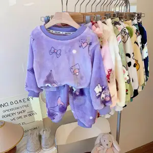 RTS Winter pajamas for children children home wear 2 pieces set autumn fleece pajamas for boys and girls