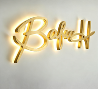 Letrero Luminoso LED con Logotipo Acrílico, Letras de Acero Inoxidable, Letrero 3D Retroiluminado, Letras Metálicas de Canal, Logotipo Acrílico para Negocios
