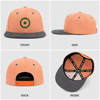 Casquette de baseball personnalisée à visière plate couleur pêche, 6 panneaux, snapback, visière en daim brodée, réglable, pour le sport, vente en gros, OEM, faible MOQ