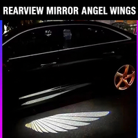 Lumière d'ambiance LED pour voiture, motif ailes d'ange, pour rétroviseur, sol et porte, pour modification