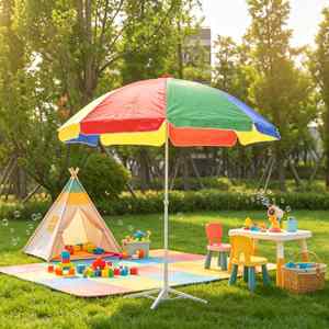 Sombrilla de Playa Ligera y Compacta Multicolor de 120cm 130cm con Abrazadera Ajustable, Plegable, Parasol para Exteriores - Product Image 2