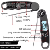 Termometer BBQ Digital, alat pengukur suhu tahan air dengan tampilan LCD Akurasi Tinggi