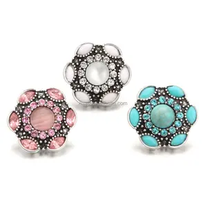 18mm Noosa Snap Button Charms With Rhinestones For DIY Bracelet Necklace Earrings Button Jewelry