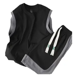 Ice silk sports suit male summer boys cool handsome wear with men a set of casual shorts vest sets