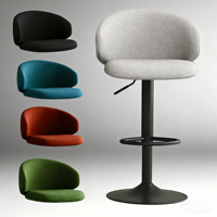 Tabouret de bar fixe moderne avec repose-pieds confortable et revêtement en tissu pour cuisine, bar à domicile, hôtel, salle à manger – Caractéristique robuste