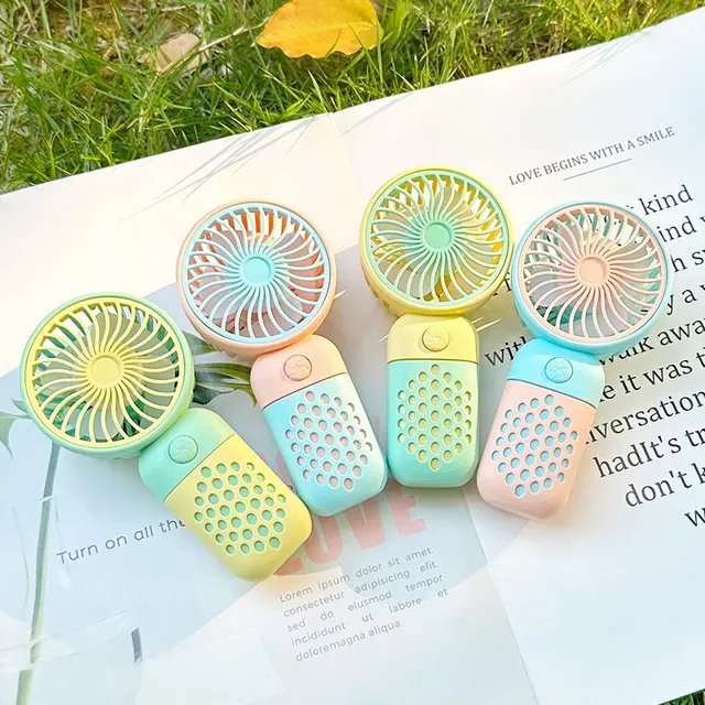 2024 New Handheld Charging Mini USB Fan Cartoon Cute Portable Pocket Student Fan Water Mist Fan for Car Outdoor & Hotel Use