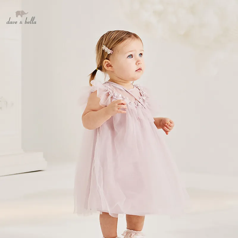 DB2221364 — robe de soirée pour petite fille, 2 pièces, motif floral, vêtement d'été pour enfant, à la mode