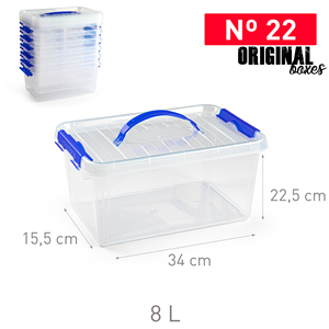 Scatola portaoggetti trasparente da 8 litri con coperchio a clip e maniglia per l'organizzazione della casa - Product Image 1