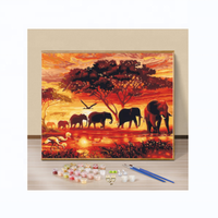 Peinture par numéros en gros : Peintures acryliques sur toile, motifs animaux / paysages de coucher de soleil, conception personnalisée