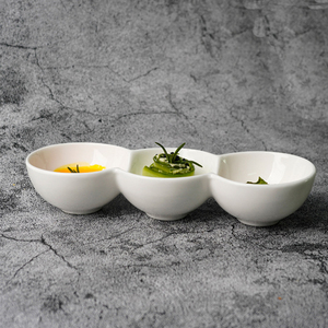 Ensemble de bols modernes à trois compartiments pour sauces et accompagnements, blancs brillants, <span class=keywords><strong>en</strong></span> <span class=keywords><strong>porcelaine</strong></span>, pour desserts et snacks - Product Image 5