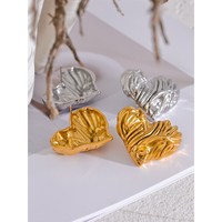 JINYOU 2504 acier inoxydable coeur amour grandes boucles d'oreilles pour les femmes prévenir les allergies or argent romantique Texture personnelle bijoux