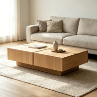 Table basse rectangulaire multifonction en bois massif noir de style nordique moderne pour salon, avec rangement intégré