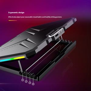 แท่นรองโน้<span class=keywords><strong>ต</strong></span>บุ๊กขนาด 17 นิ้ว พร้อมพัดลมระบายความร้อน 4 <span class=keywords><strong>ต</strong></span>ัว ไฟ RGB ขนาดใหญ่ วัสดุพลาสติกทนทาน ระบบระบายความร้อนด้วยอากาศ - Product Image 3