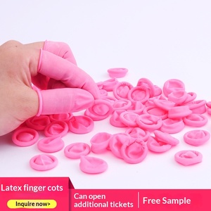 Doigtiers en latex jetables antistatiques, sans poussière, à manchette élastique épaissie, roses, de protection, vente en gros fabricant - Product Image 3