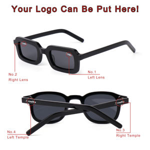 משקפי שמש מרובעים צרים בסגנון רטרו, מסגרת אצטט יוקרתית, עדשות קטנות מקוטבות עם הגנת UV לגברים - Product Image 2