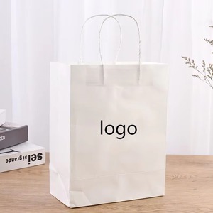 Vente en gros de sacs de transport à provisions en papier kraft imprimés sur mesure avec poignée torsadée blanc marron sacs de transport promotionnels écologiques - Product Image 5