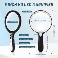 10X 30x Large Handheld Lighted Magnifier with 13 LED Lights 3 Mode Rechargeable for Seniors Reading & Close Work