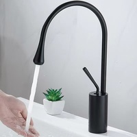 Robinet de lavabo moderne simple en acier inoxydable à poignée unique rotative pour eau chaude et froide