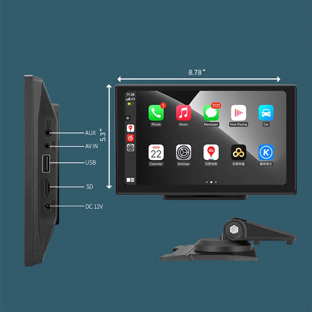 9 tragbarer CarPlay-Bildschirm Android Auto Auto Stereo Radio Touchscreen Auto-Smart-Display BT EQ Autoelektronik