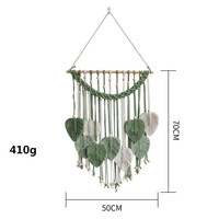 Ornement mural en macramé en coton tissé à la main avec des franges en forme de feuilles, décoration artisanale contemporaine, tapisserie en feuilles, écologique, lavable