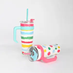 Công suất lớn 40oz 304 thép không gỉ Băng du lịch Mug với xử lý Xách Tay Xe phích Cup Thể thao ngoài trời rơm cup