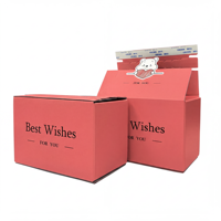 Boîte en papier rose auto-adhésive avec logo personnalisé, bande de déchirement, fermeture éclair facile, boîte d'expédition logistique express pour les petites entreprises