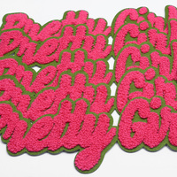 Patch en chenille « Pretty Girl » avec lettres, broderie pelucheuse, appliqué thermocollant ou à coudre pour vêtements, chapeaux, sacs, DIY, personnalisé, vente en gros