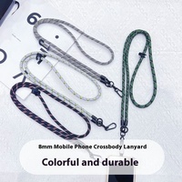 Cordon de téléphone tressé en nylon de 8 mm d'épaisseur avec clip, sangle anti-perte pour le cou et le poignet, pour appareil photo, iPhone, voyage, extérieur