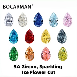 Zircone cubique de haute qualité, créée en laboratoire, qualité 5A, taille fleur de glace en forme de <span class=keywords><strong>poire</strong></span>, pierres en vrac, effet de couleur/feu, 6.0-8.0mm BOCARMAN BCMCZ - Product Image 1