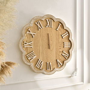 Large Wooden <b>Wall</b> <b>Clock</b> Single Face Rustic Design Quartz Motive Still Life Needle Antique Style 30mm Thick Plate for <b>Living</b> <b>Room</b> - Product Image 4