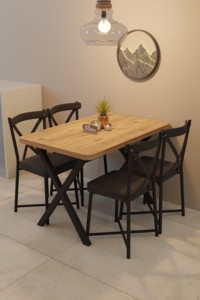 Juego de Mesa de Cocina, Duradero, Ecológico, Portátil, Moderno, Impermeable, de Aglomerado y Metal, Multifuncional - Product Image 4