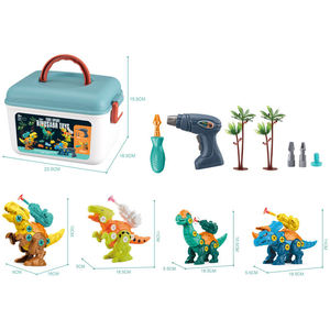 Jouets d'assemblage dinosaures en plastique avec tournevis électrique et manuel, lanceur de balles souples, boîte de rangement, jouet STEAM, cadeau - Product Image 5