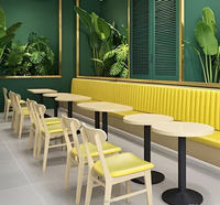 Mobilier de restaurant banc en bois canapé commercial en cuir PU et ensemble de chaises de table à manger pour bar, café, école et salle à manger