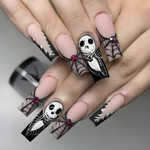 KUDAN 2026 – Nouveauté <span class=keywords><strong>Halloween</strong></span> : Faux Ongles Français Personnalisés, Faits Main, Design 3D Artistique, à Presser pour les Doigts - Product Image 1