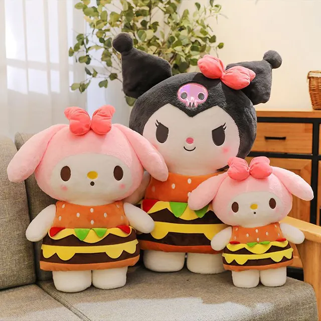 45-105cm kuromi melodi sanrio gıda hamburger plushie sevimli süper yumuşak anime peluş bebek dolması diğer bebek peluş şekil oyuncaklar