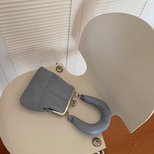 Women's Chain Shoulder Bag <b>Clip</b> Design Solid Color 7 Inch Casual Crossbody Bag Misty Blue Milky White Black - Product Image 3