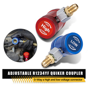 Adaptador de Aire Acondicionado para Automóvil R1234YF, Conector de Latón M12x1.5 de Alta y Baja Presión, Conectores Metálicos Azules y Rojos para Automóvil - Product Image 4