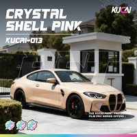 Film vinyle PET auto-adhésif rose coquille de cristal à bulles d'air pour carrosserie automobile, film vinyle à changement de couleur