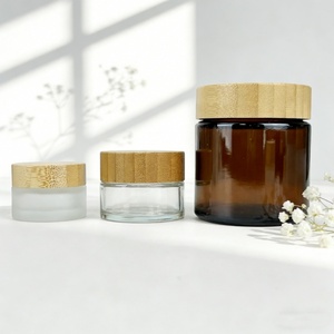 Pot en verre dépoli transparent pour crème visage avec couvercle en bambou, prix usine, 30g 50g 60g 100g, logo sérigraphié, pot en verre pour crème contour des yeux - Product Image 5
