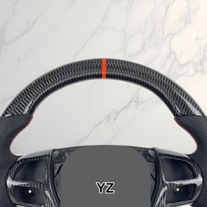 Volant en cuir avec bande centrale de style sportif YZ Factory, en fibre de carbone, compatible avec Ford Ranger T6 2015-2022 Crown <span class=keywords><strong>Victoria</strong></span> - Product Image 2
