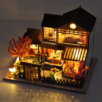 Kit de maison miniature en bois 3D à faire soi-même avec lumières LED, jouet créatif, cadeau d'anniversaire, vente en gros