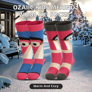 Chaussettes de <span class=keywords><strong>ski</strong></span> pour enfants en laine mérinos Ozaiic, chaudes et épaisses pour l'hiver, motif de dessin animé, hauteur genou, pour filles et garçons, <span class=keywords><strong>ski</strong></span>, snowboard - Product Image 2