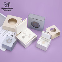 Boîte à bijoux personnalisée en tissu brossé avec logo en feuille d'or, boîte cadeau pour ensemble boucles d'oreilles et collier, doublure grise, cadeau de bijoux