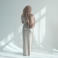 Robe intérieure moulante en coton et élasthanne pour l'Aïd Ramadan, Abaya pour femmes musulmanes, col rond, manches longues, robes extensibles pour femmes