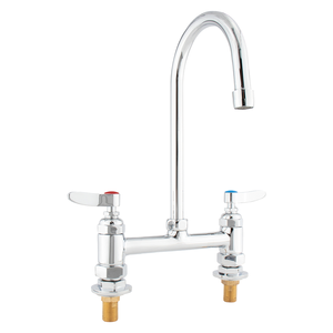 Robinet de cuisine chromé à double poignée, corps compact en laiton avec débit fluide, bec flexible col de cygne, design moderne, facile à nettoyer, mitigeur - Product Image 1