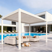 Pergola à lames orientables en aluminium de qualité supérieure, résistante aux intempéries, avec toit rigide, angle réglable, revêtement poudré, antirouille, résistante aux UV
