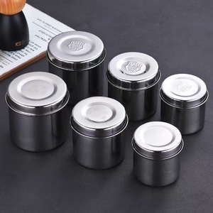 Stainless Steel Food Container Cylindrical With Lid For <b>Storage</b> <b>Kitchen</b> Use - Product Image 2